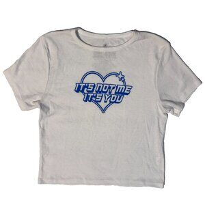 Ripple Junction Its Not Me Its You Y2K Logo White Crop Top Tee - Medium